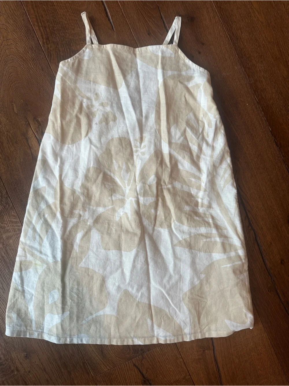 GAP Cream and Beige A-Line Floral Linen-Blend Skirt